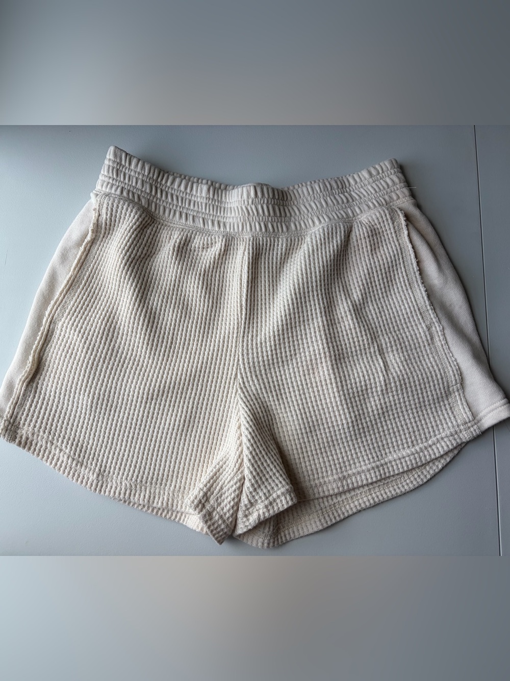 aerie Cream Waffle Knit Lounge Shorts Sz Medium